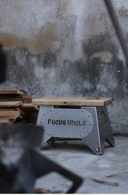 FOCUS UNCLE・レトロハンドメイド：木製＆ステンレス製アウトドアキャンプスツール - CALAFO