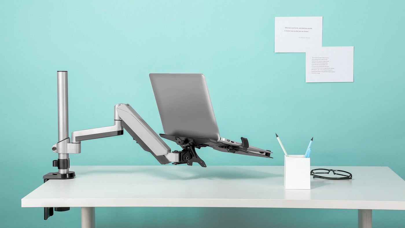 Increase comfort and productivity with this ergonomically designed  articulating laptop arm!